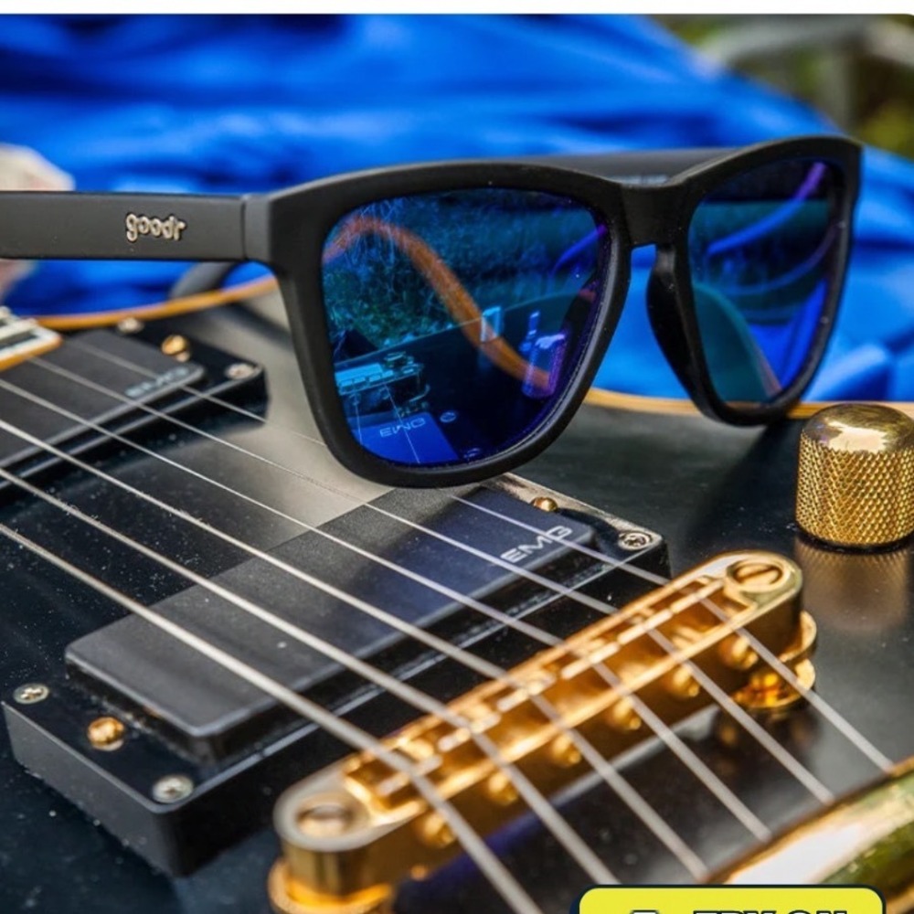 Goodr OG Mick and Keiths Midnight Ramble Polarized Sunglasses Black Blue